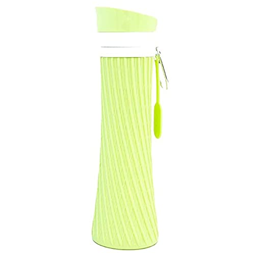 Kollabierbare Silikon Wasserflaschen 500ML Aufrollen Auslaufsicher Faltbar Sport Outdoor Wasserflaschen Camping Wandern Reiten Tragbare Wasserflasche Green Cover