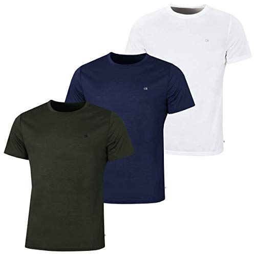 Calvin Klein Golf Hommes 3-Pack T-Shirt - Khaki/Marine/Blanc - M