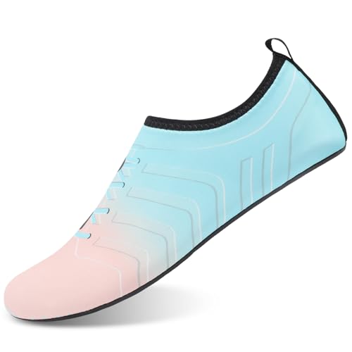 Mens Womens Water Shoes Quick Dry Barefoot Shoes Non-Slip Aqua Socks for Beach Swim Orange Blue2