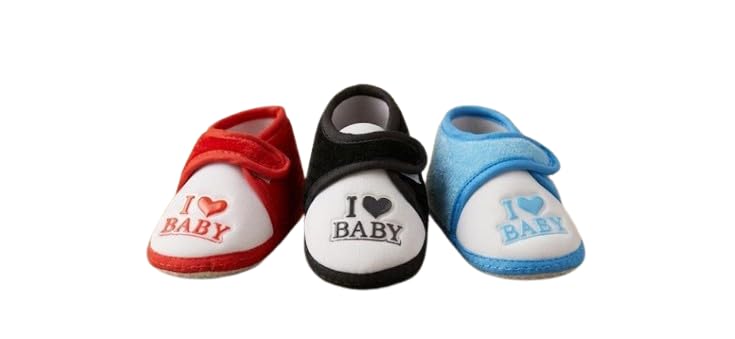 Newborn Baby Prewalker Shoes Soft Sole Crib Shoes for Boys & Girls, I Love Baby Embroidered Anti-Slip First Walker Infant Booties, 3-12 Months (Red, Black, Blue)...-picture-18