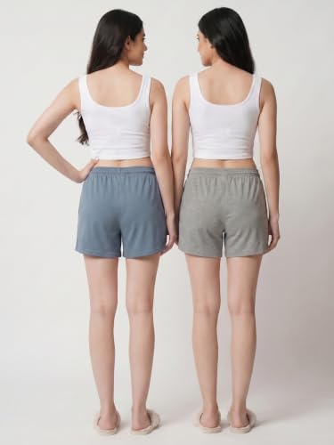 Image of Fflirtygo Women's Cotton Shorts | Sports and Running | Gym Workout and Yoga | Regular Fit Shorts for Women Combo (Pack of 2)