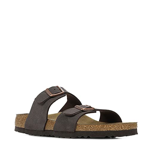 Image of Birkenstock Women's Heels Open Toe Sandals, Brown Marron Brushed Marron Habana Marron Brushed Marron Habana, 5.5 Narrow