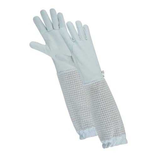 Image of OZ ARMOUR Cow Hide Leather Gloves with Three-Layer Mesh Ventilation - Perfect for beekeeping and Outdoor Work (Medium)