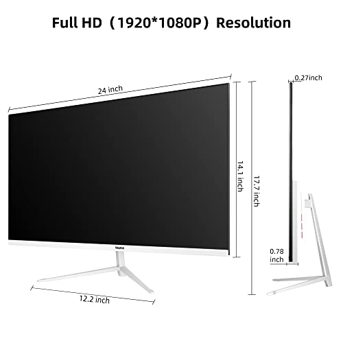 Thinlerain 27 Inch Pc Monitor, Led Monitor With Full Hd (1920 X 1080) 75Hz 5Ms Ips Panel, Zero Frame Monitor Desk Monitor With Hdmi & Vga Port, For Laptop Computer, White #TOP6