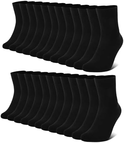 FALARY Men's Socks Cotton, 12 Pairs, Black/White Sports
