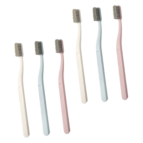 LRXIYODE 6 Piezas Cepillo De Dientes De La Cabeza De Nylon Espacio Adulto Cepillo De Dientes Firme Pincel Cepillo Pequeño Para Limpiar Cepillo De Dientes Portátil Cepillos De Dientes Abs