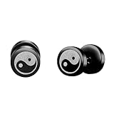 MicVivien Pendientes de Acero Inoxidable Yin Yang para Hombre y Mujer – Piercing Oreja Pendientes Túnel Falso con Tornillo Redondo– Joyería Hipoalergenicos