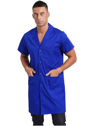 Image of FEESHOW Unisex Work Coat Pockets Uniform Lightweight Jacket Functional Dustproof Jacket Lab Coat
