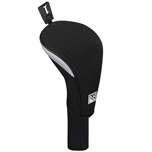 Big Teeth Golf Club Head covers Wood for Driver Fairway Hybrid with No.Tag Long Neck Balck Meshy Knit