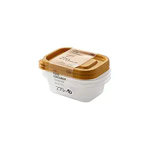 Easy Lock Plastic Food Storage Container with Yellow Lid, 270 ml, 3 Pieces, Transparent
