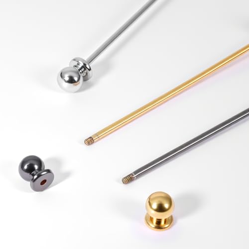 3pcs Collar Pins for Men, Brass Ball Collar Bars for Men Dress Shirts, Clasp Lapel Stick Brooch for Wedding & Business, Silver, Golden, Black4