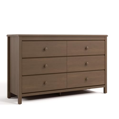 Image of Storkcraft Alpine 6-Drawer Dresser (Hazelnut) – GREENGUARD Gold Certified, Brown Dresser for Bedroom, Kids & Nursery Storage Drawers, Safety Interlocking Drawers, Pre-Installed Tracks, Kids Bedroom