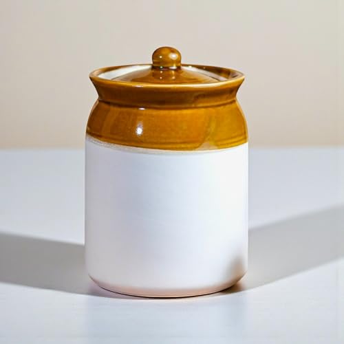 Image of Ceramic 4 KG Achaar Jar - 4 L (4000 ml) Martban Pickle Container - Kitchen Storage for Pickle, Chutneys and Sauces - Durable, and Easy to Clean (4000 ml)