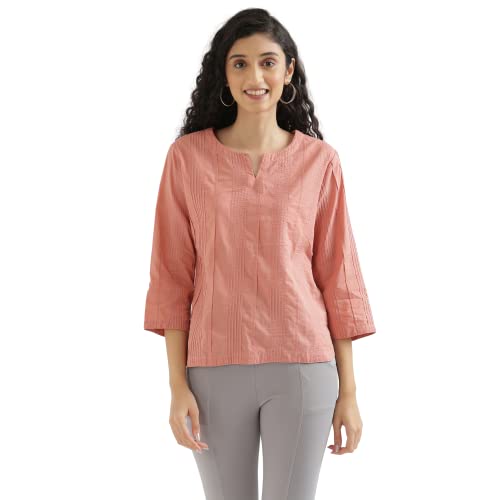 Image of SAADAA Everyday Cotton Top | Women's Regular Solid Color Top | Casual /Office Wear