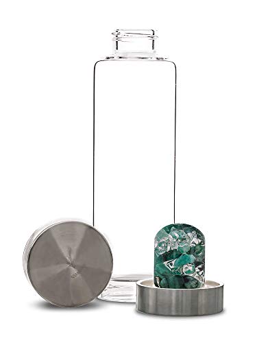 VitaJuwel ViA VITALITY | Crystal Water Bottle with Emerald & Clear Quartz - Regeneration, Rejuvenation & Renewal - Image 4