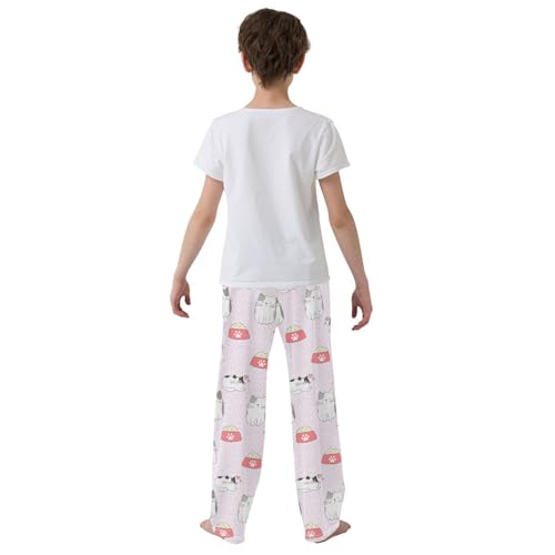 Boys' Pants Cute Cats Pink Dots Long Bottoms Jogger Pants Elastic Waist Trousers with Pockets S-XL3