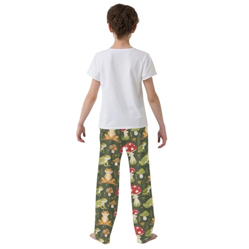 ZZXXB Lovely Frog Mushroom Boys Long Pants Soft Trousers Elastic Waist Kids Lounge Bottoms with Pockets S-XL3