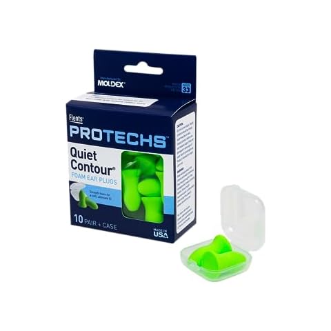 Flents Foam Ear Plugs, 10 Pair with Case for Sleeping, Snoring, Loud Noise, Traveling, Concerts, Construction, & Studying, NRR 33, Green, Made in the USA Cover