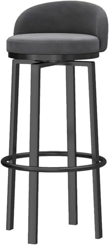 Tabouret de bar pivotant en velours gris 75 cm idéal autour d'un îlot de cuisine moderne