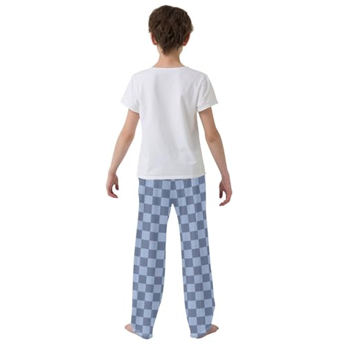 Blue Dark Checkerboard Pajama Pants Long Sleep Pant Soft PJ Bottoms Sleepwear3