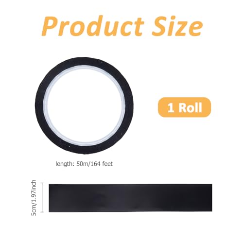 Hobbspring Light Blocking Stickers Tape 164 Feet x 1.97inch Black Tape Light Sticker Dark Stickers to Blocking Light for Windows Electronics LED Routers - Image 2