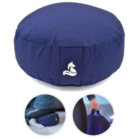 metaFox Cojín de meditación, cómodo cojín de meditación para práctica de meditación larga y como cojín de yoga, cojín de meditación hecho de cascos de trigo sarraceno (azul espacial) Cover