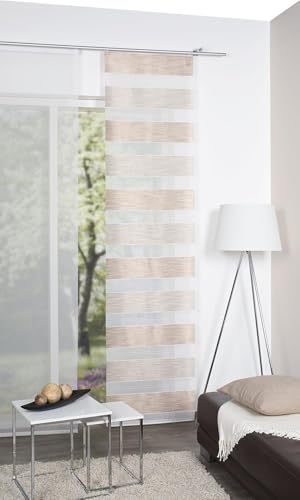 BB-Toy-Trades Cortina corredera Cortina Gardina Panel de ventana Cortina de panel Cortina corredera con rayas transversales y carro de panel 60 x 245 cm en beige