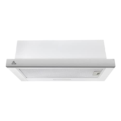 ايفولي شفاط طهي مدمج تحت الخزانة مع مروحة عادم بسرعتين رفيعة، فلتر قابل لاعادة الاستخدام، اضواء LED - EVBI-H60S، فضي