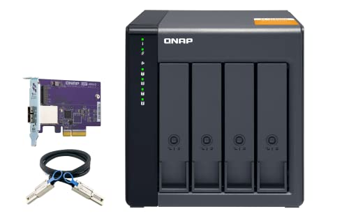 QNAP TL-D400S 4 Bay SATA 6Gbps JBOD Storage Enclosure. PCIe SATA Expansion Card (QXP-400eS-A1164) Included