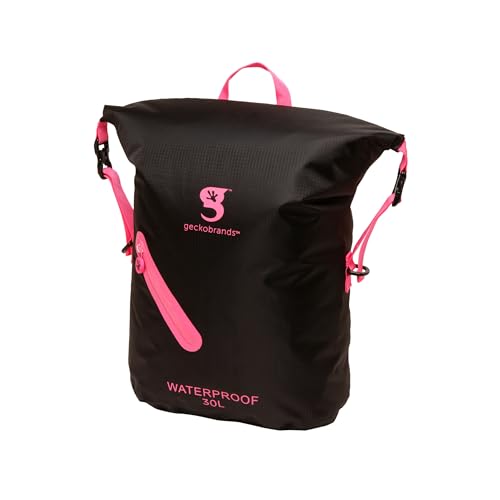 Image of geckobrands Lightweight 30L Waterproof Backpack - Lightweight Watertight Outdoor Bag Hiking Traveling Light Water Activities