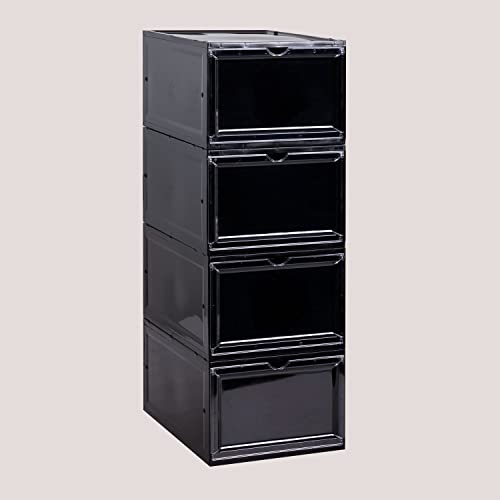 SKLUM Set de 4 Cajas para Zapatos Ekans Poliestireno Negro Cover