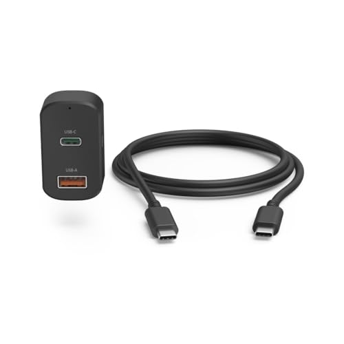 Hama Caricatore USB-C da 65 W (alimentatore di rete a 2 porte USB C + USB A, caricatore rapido con Quick Charge 3.0 e Power Delivery, caricatore USB con tecnologia GaN, caricatore