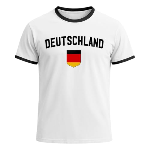 Deutschland T-Shirt Herren Retro Fußball Trikot mit Adler WM 2026 Fußballfans Tee Top Kurzarm Deutschland-Symbol T Shirt Deutsche Flagge Freizeitshirt Klassische Sommer Germany Tshirt (04 Weiß XL)