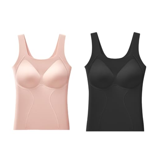 GMWARDDF Termica da Donna 2 Pezzi Canotta Invernale da Donna, Strato di Base, Top Senza Maniche Foderato Spazzolato Ultra Morbido da Donna Canotta Termica Senza Maniche Top Caldi Strati di Base Rosa