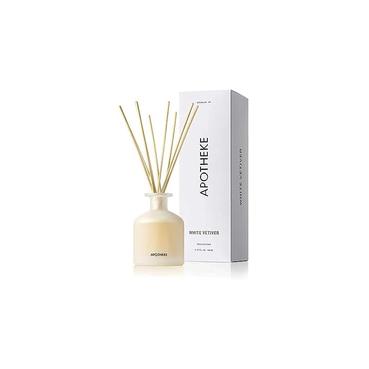 Apotheke Luxury Scented Oil Reed Diffuser for Home (White Vetiver) - Home Fragrance Diffuser Set with Sticks