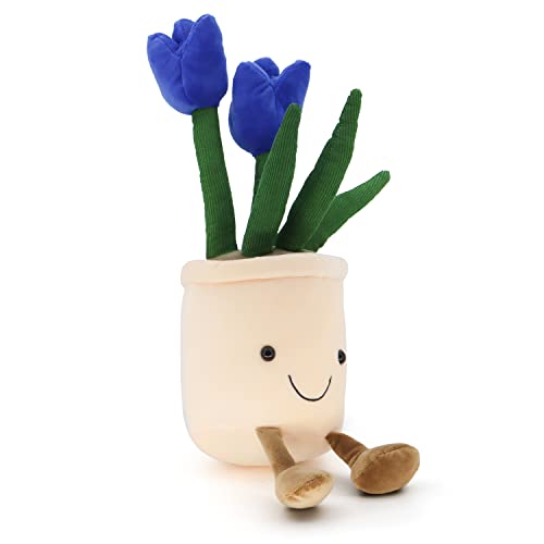 Religes Succulents Plush Toy, Cute Stuffed Potted Plants Plush Doll, Gifts Toy For Kids Boys (Tulip - Blue) #TOP1