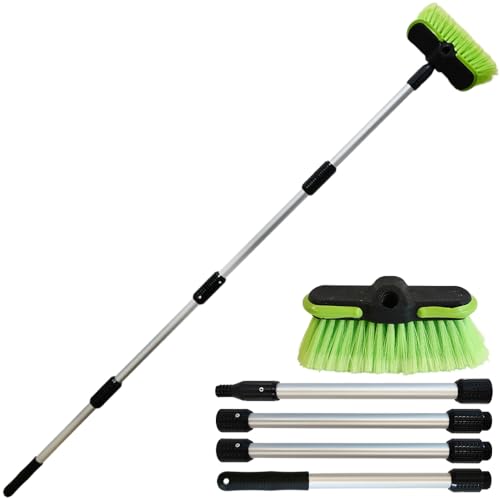 Unibos 65 (165cm) Car Wash Brush Kit with Long Handle Soft Bristle Cleaning Mop 4-in-1 Handheld Extendable Wash Brushes for RV Boat Truck SUV Caravan Solar Panels House Siding & Snow Removal