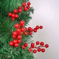 Evisha 5 Bunch Look Red Berry/Cherry Christmas Tree Hanging for Christmas Tree Decoration