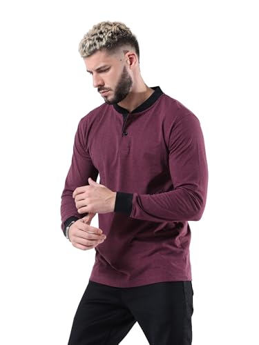 Image of fanideaz Mens Premium High Neck Henley T Shirts for Men Branded Full Sleeve Shirt for Men in Pure Cotton Casual & Formal Wear