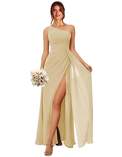 Robe de mariée asymétrique en mousseline de soie avec fente coupe trapèze raffinée