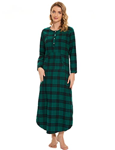 Zerbala Long Flannel Nightgown for Women Long Sleeve Plus Size2