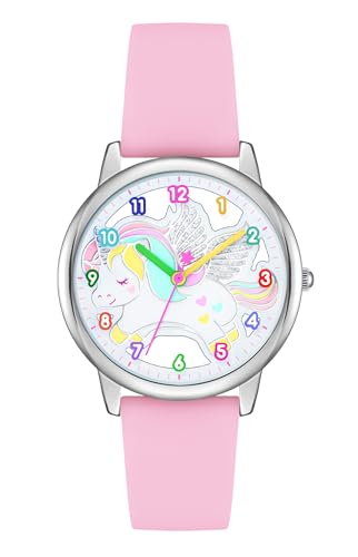 Bisley Children Watch for Boys and Girls Cute Unicom Dial Silicone Strap Easy to Read
