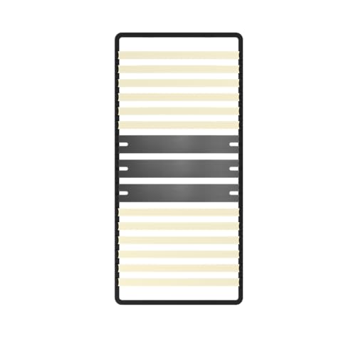 DEWINNER - Sommier 90x190 cm | 1x15 Lattes Peuplier Naturel | Cadre Noir Renforcé | Ergonomique | Compatible Boxspring | Montage Facile sans Outils (0 Pied)