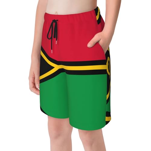 Flag of Vanuatu Youth Beach Pants, Soft and Breathable, with Drawstring Waist, Suitable for Sports and Leisure.4