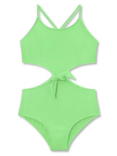 Image of Dvenki Girls Cutout One Piece Swimsuit Adjustable Straps Sizes 6X-16
