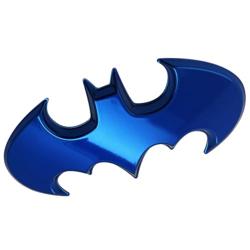 Image of Fan Emblems Batman 3D Car Badge - 1989 Batwing Logo (Blue Chrome: 3.8 x 1.8 x 0.2 inches)