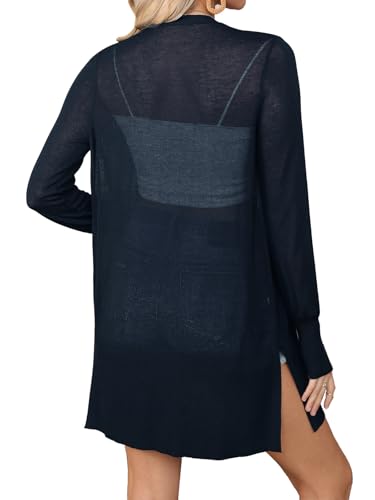 Image of Women's Trendy Lightweight Long Cardigans Summer Casual Beach Vacation Open Front Cardigan 2379