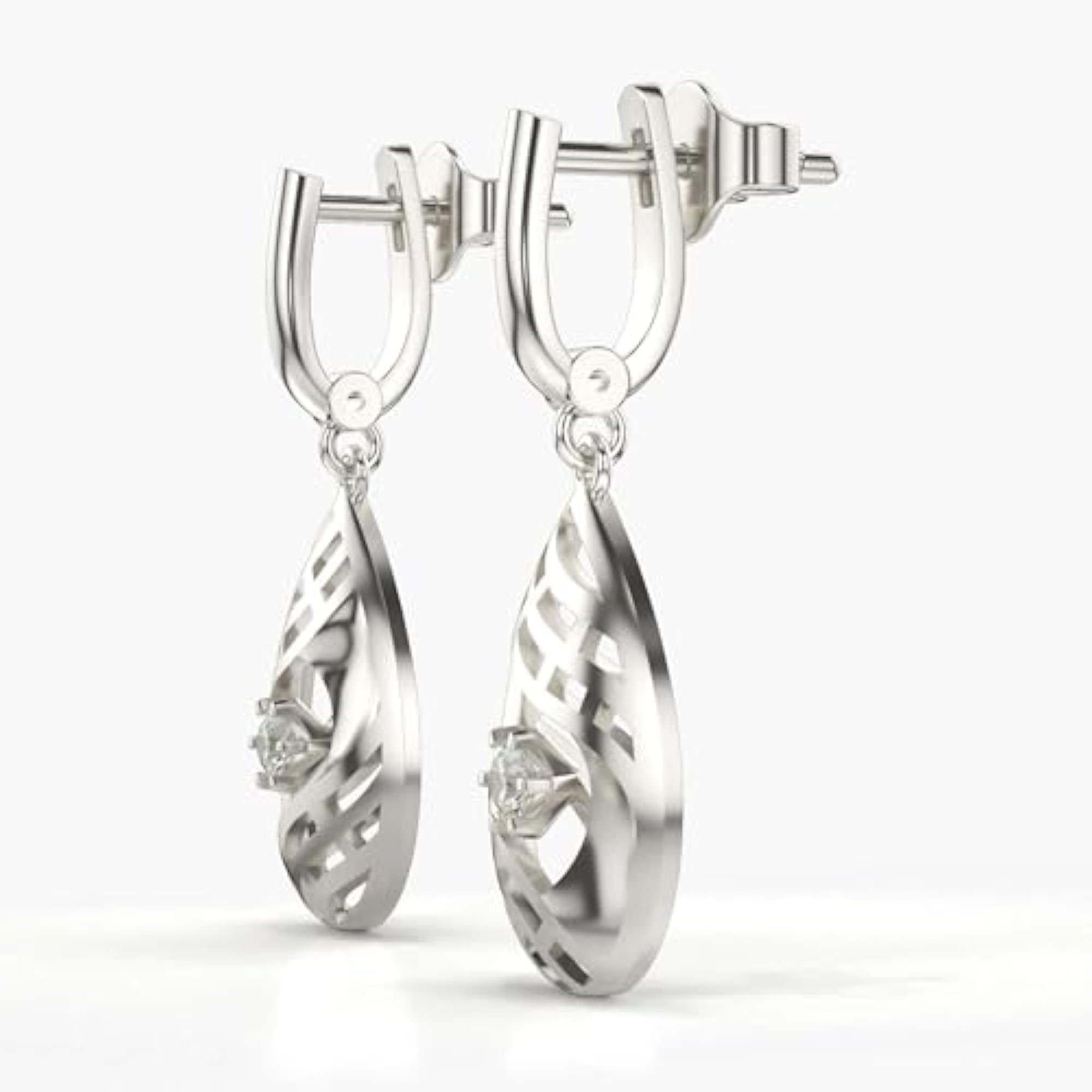 Women's Stylish Sterling Silver & Lab Grown Diamond 0.11cts Earrings