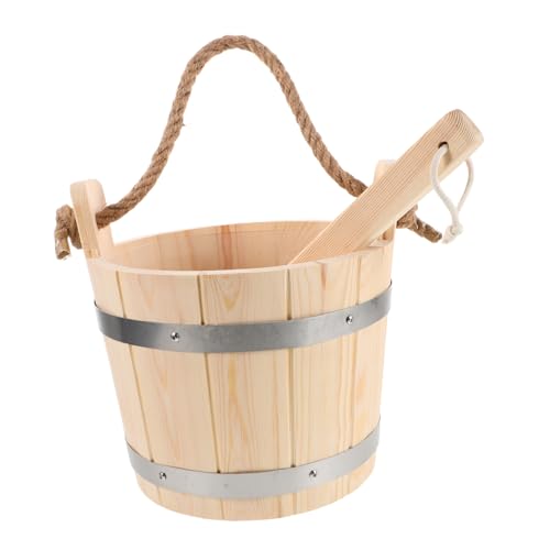 GAROZATION Seau avec Louche pour Sauna Seau à Eau Portable avec Poignée Accessoires Pratiques pour Bain et Arrosage de Jardin