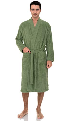 TowelSelections Mens Robe 100% Cotton Terry Cloth Towel Bathrobe Calf Length Shower Bath Robe for Men
